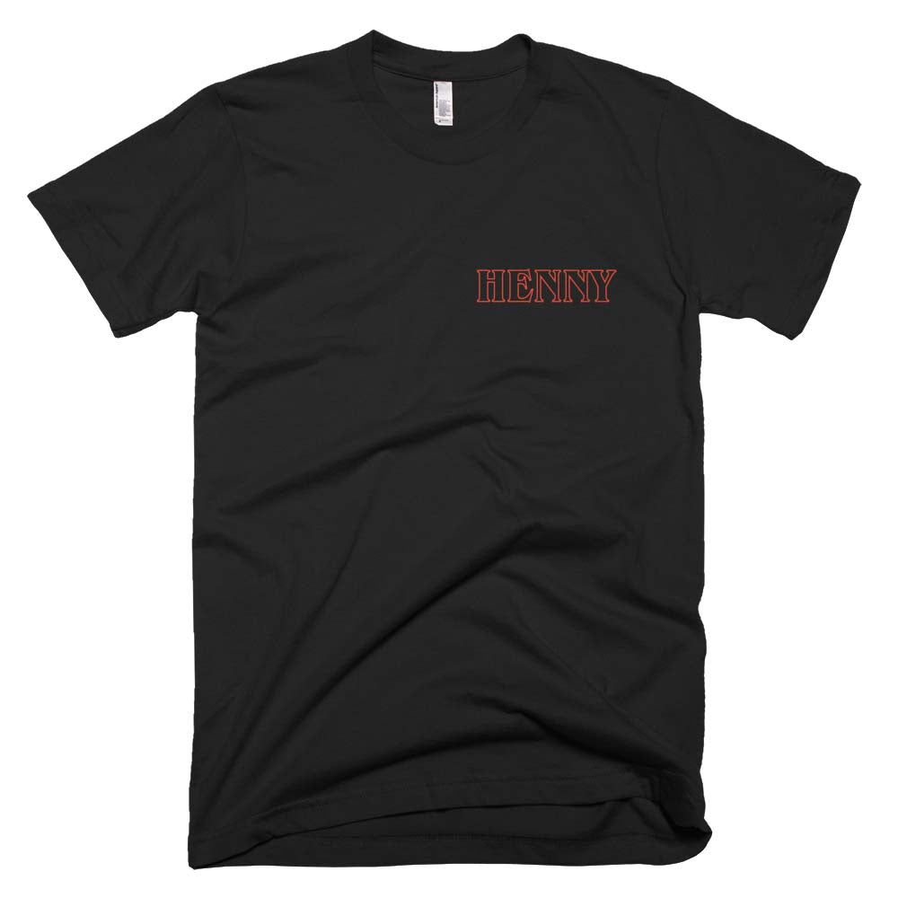 Hennessy Stranger Things Henny Double Sided Black T Shirt Front View
